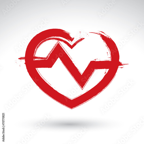 Hand drawn red heart icon, ...