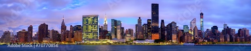 Manhattan Midtown skyline panorama before sunrise  New York