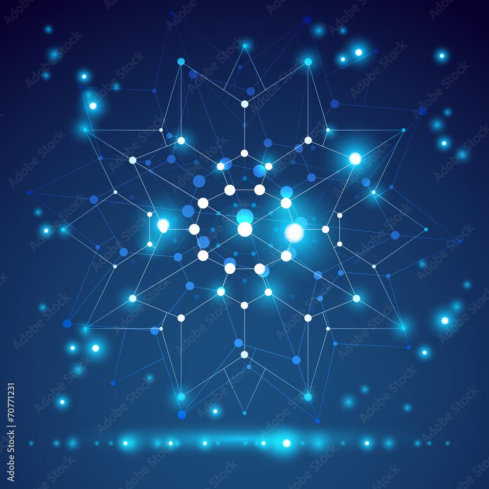 Fototapeta premium Vector abstract 3D wireframe object, design element template for