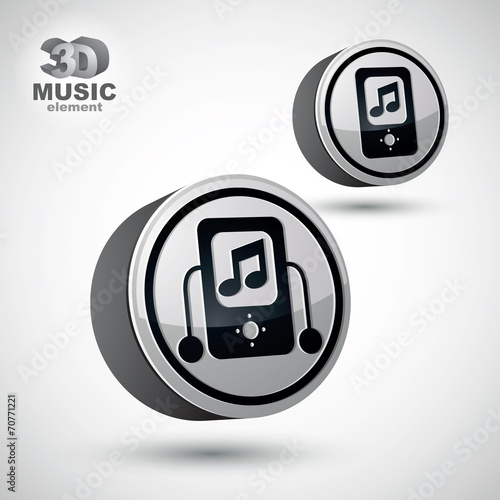 Mp3 player round icon isola...