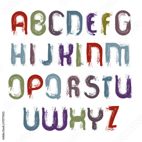 Vector dirty acrylic font w...