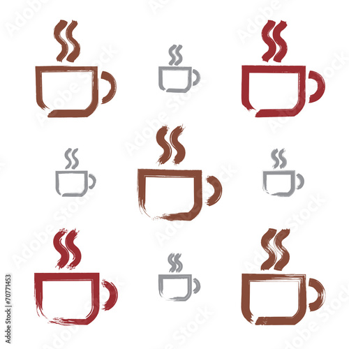 Set of hand-drawn coffee cu...