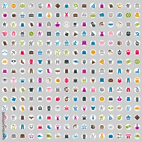 240 shopping icons set, includes money icons, clothes icons, pa