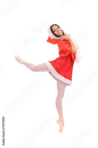 ballet  female dancer in red Christmas style