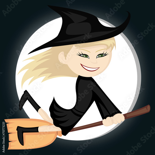 Witches all around - sexy blonde is riding on her broom