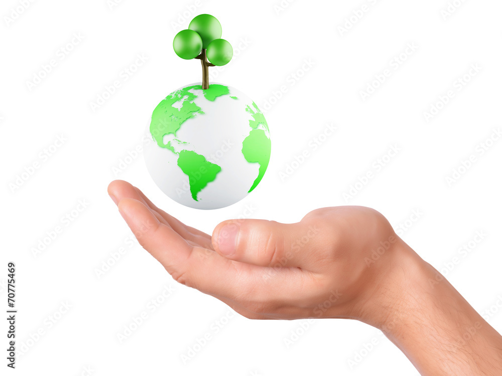 holding a earth globe and tree in his hand holding a earth globe and tree in his hand