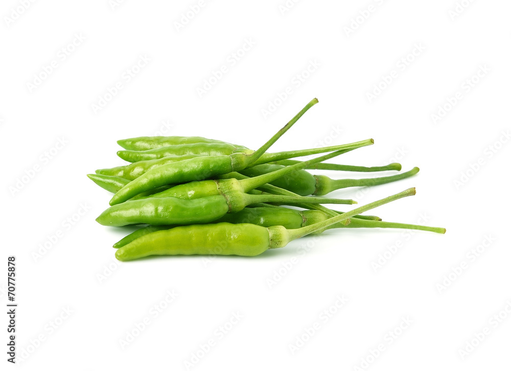 Fototapeta premium green hot chilli peppers isolated on white