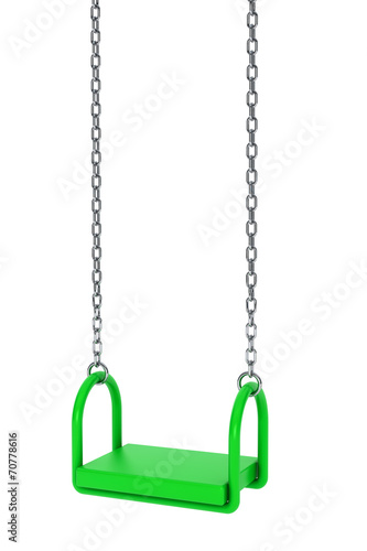 Children green playground swing © doomu