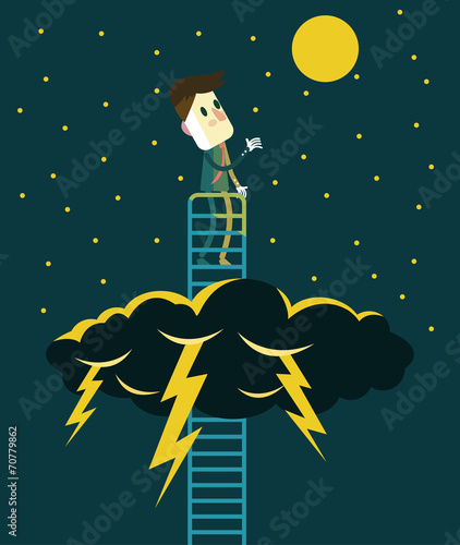 Businessman enjoy with Beautiful sky after the storm.