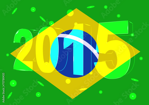 Новый 2015 год на фоне флага Бразилии