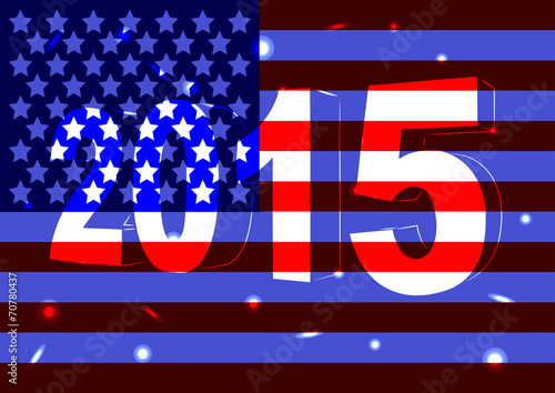 Новый 2015 год на фоне флага США