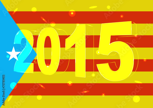 Новый 2015 год на фоне флага Каталонии