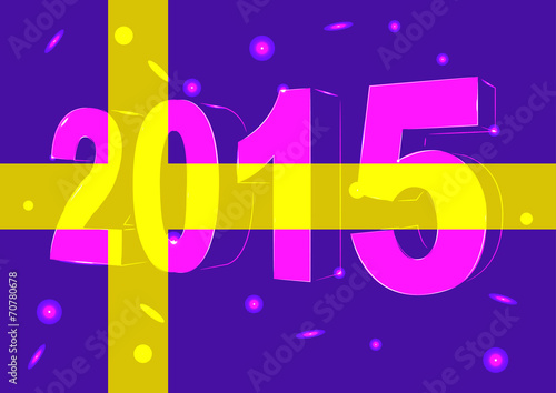 Новый 2015 год на фоне флага Швеции