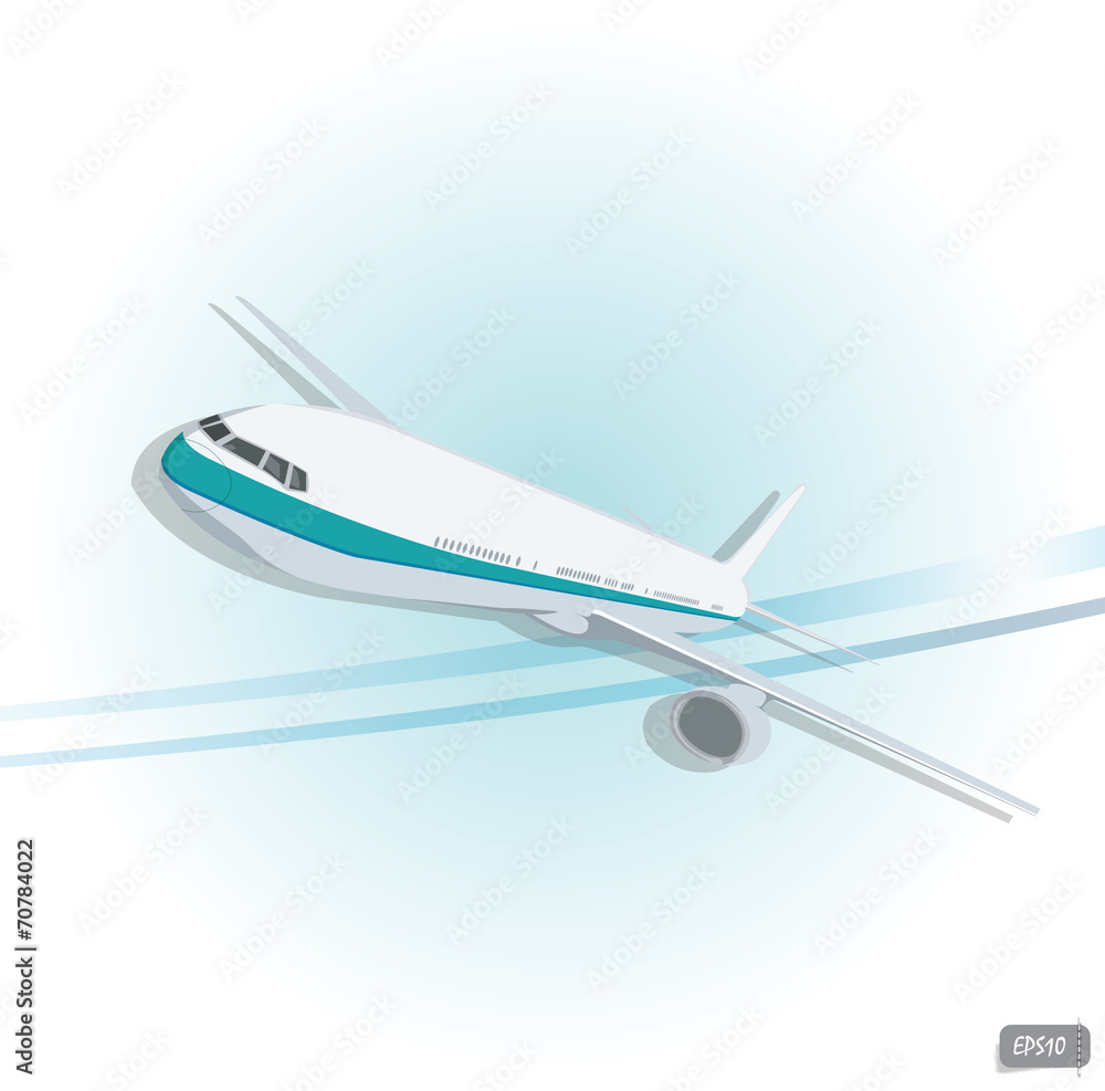 Vector airplane top view. Vector illustration.