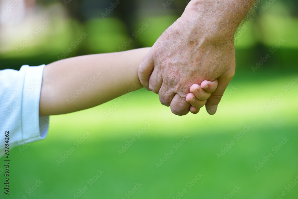 happy grandfather and child in park happy grandfather and child in park