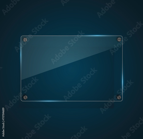 Transparent clear glass plate with space for text