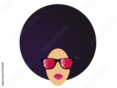 lunettes disco afro Fond Blanc