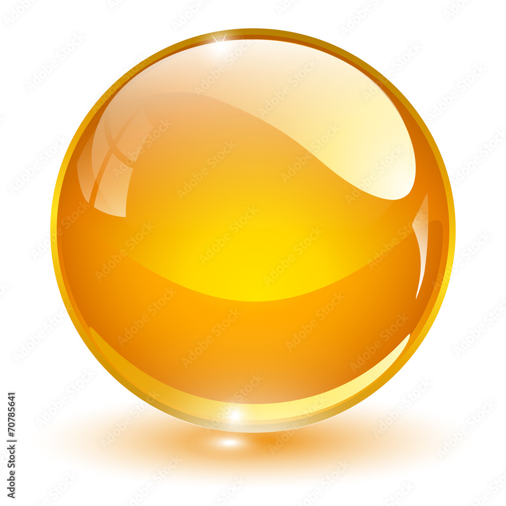 Glass sphere, orange vector ball.