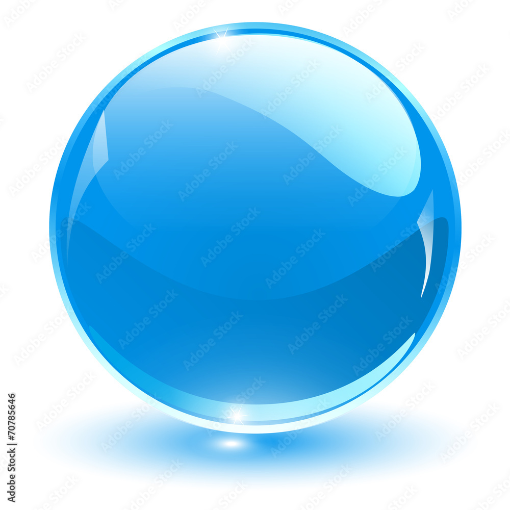 Glass sphere, blue vector ball. Glass sphere, blue vector ball.