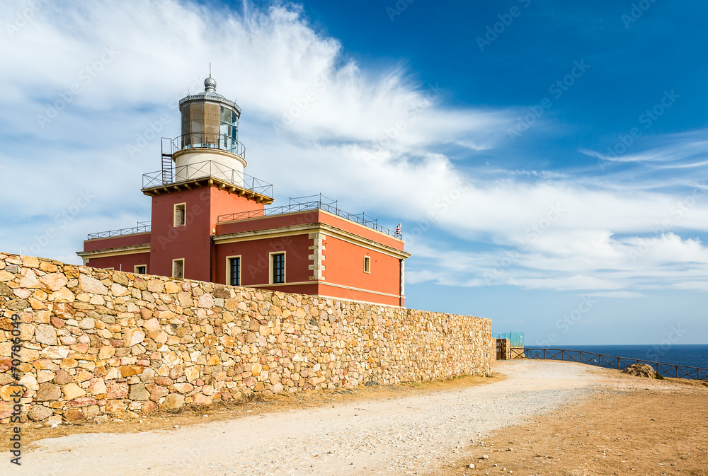 Lighthouse Capo Spartivento. Sardinia island. Italy.