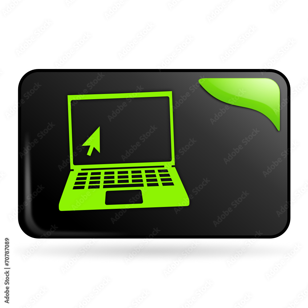 ordinateur portable sur bouton web rectangle vert ordinateur portable sur bouton web rectangle vert