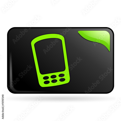 téléphone portable sur bouton web rectangle vert