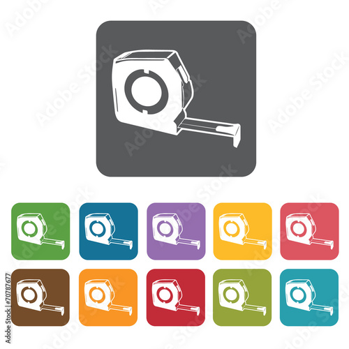 Measuring tape building icon. Building and construction and home