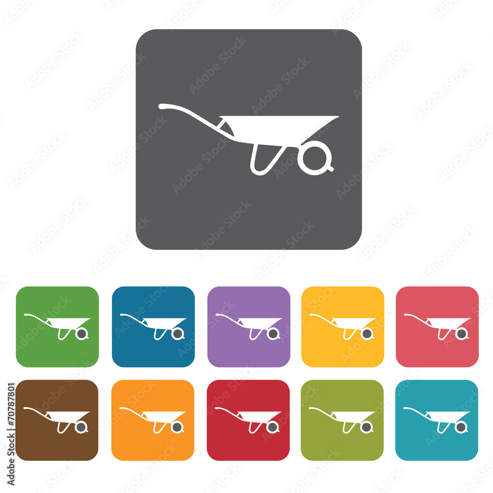 Wheel barrow building icon. Building and construction and home r Wheel barrow building icon. Building and construction and home r