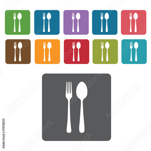 Fork and spoon icon. Cutlery Set and Kitchen Knives icon set. Re