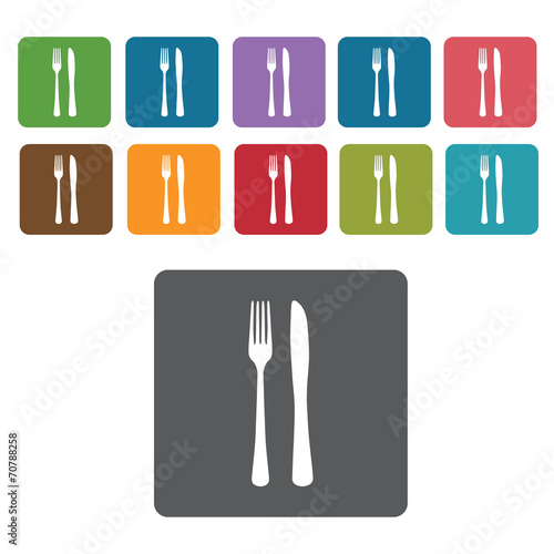 Fork and Knife icon. Cutlery Set and Kitchen Knives icon set. Re