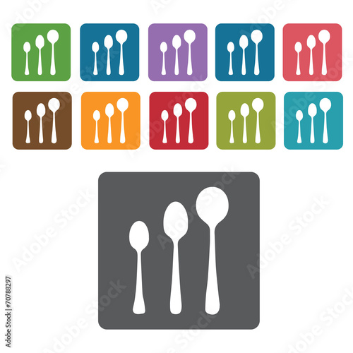 Set of spoons icon. Cutlery Set and Kitchen Knives icon set. Rec