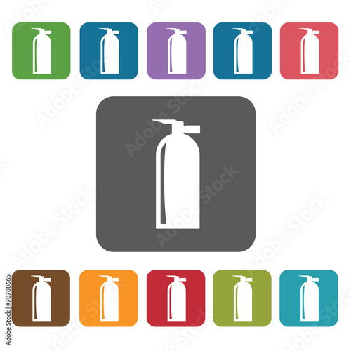 Fire extinguisher icon. Fire fighting sign symbol icon set. Rect