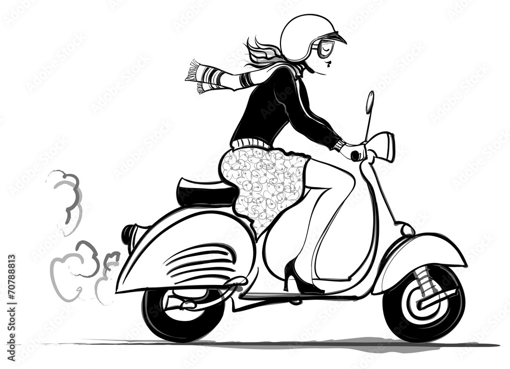 Fototapeta premium Woman riding vespa
