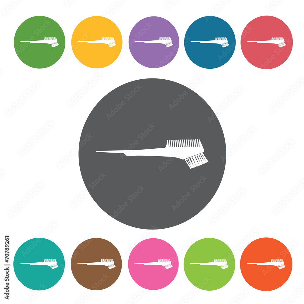 Hair comb icon. Hairdressing icon set. Round colourful 12 button Hair comb icon. Hairdressing icon set. Round colourful 12 button
