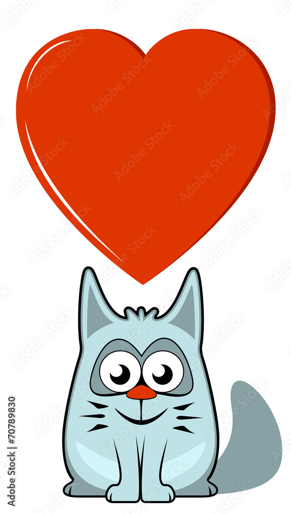 cartoon cat with big heart
