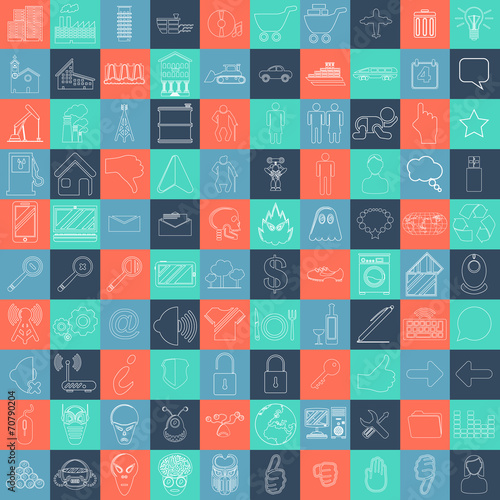 MEGA COLLECTION OF 100 DIFFERENT SIMPLE ICONS FOR YOUR WEBSITE
