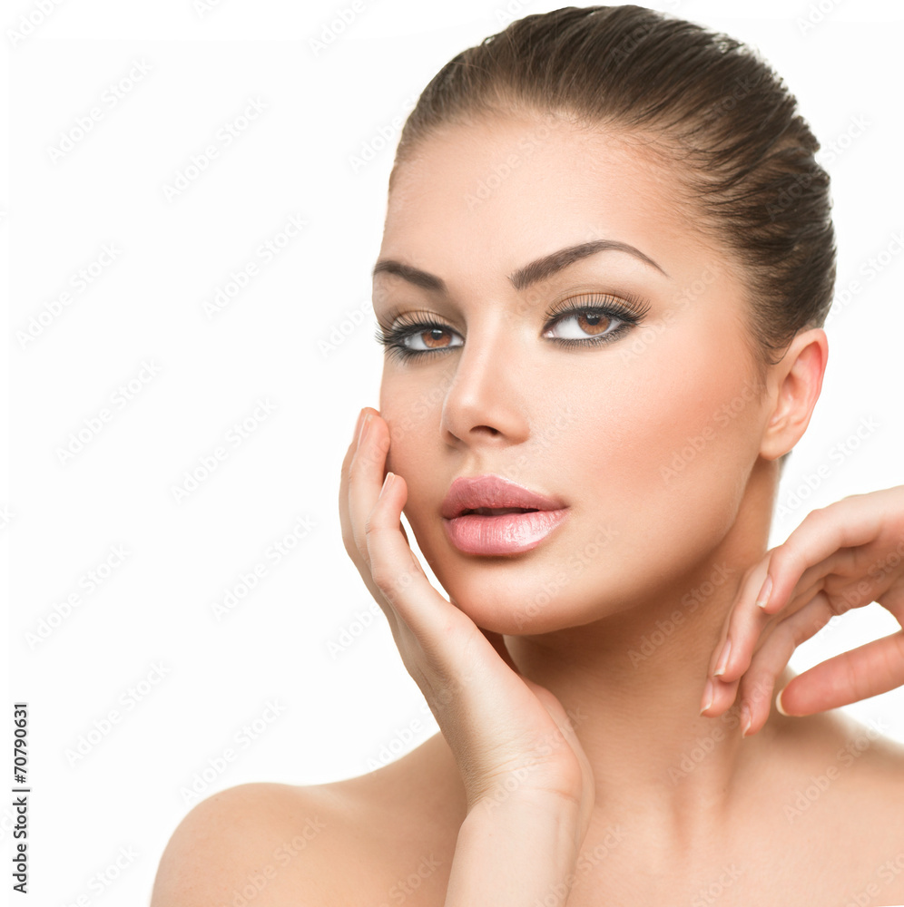 Young Woman with Clean Fresh Skin isolated on white Young Woman with Clean Fresh Skin isolated on white