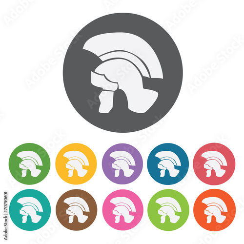 Roman legionnaire helmet icon. Attaction of italy icon set. Roun