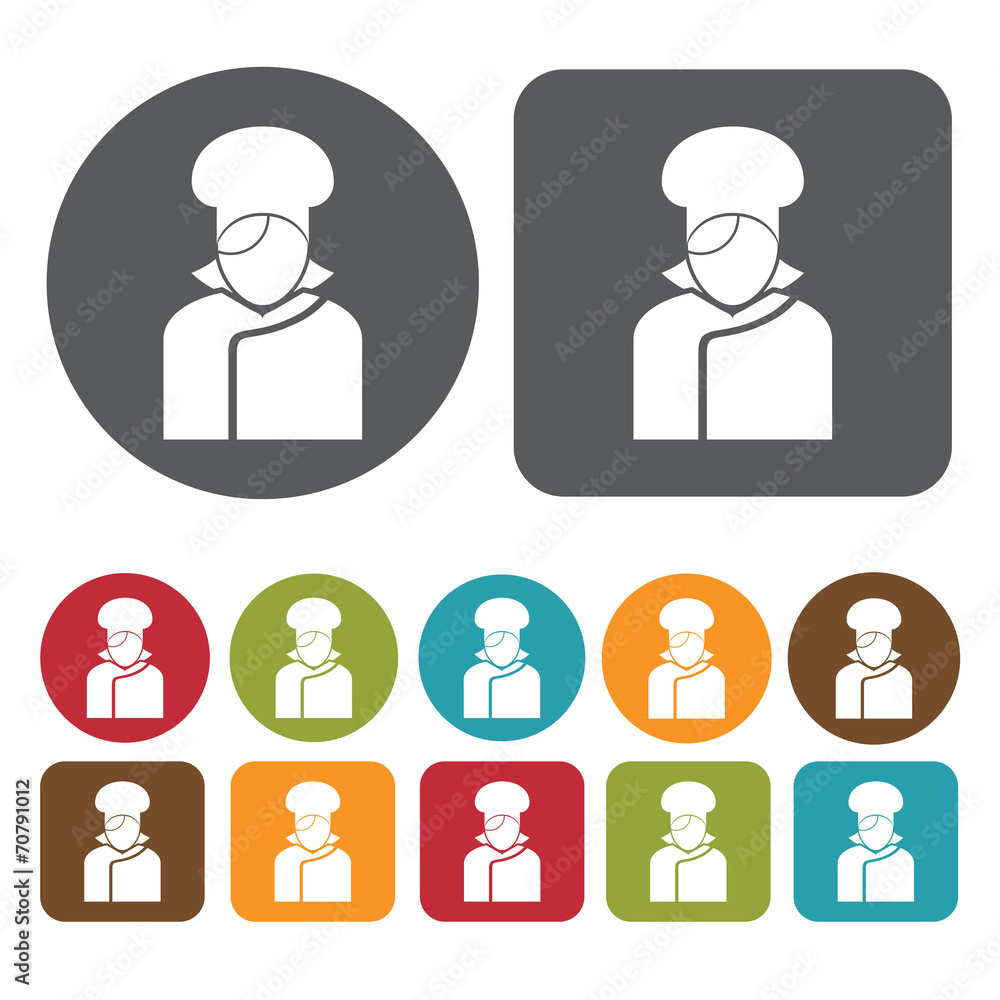 Female chef avatar icon. Set of profession people flat style ico