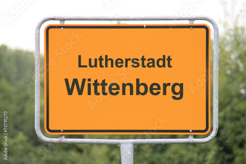 Ein Ortseingangsschild Wittenberg