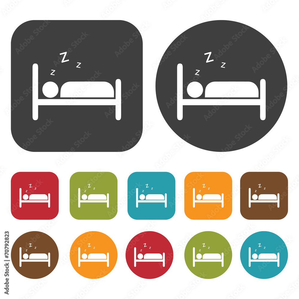 Person Sleeping sign icon. Sleep Sign symbol icons set. Round an Person Sleeping sign icon. Sleep Sign symbol icons set. Round an