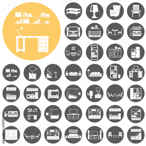 House furniture Interior icon set. Vector Illustration eps10
