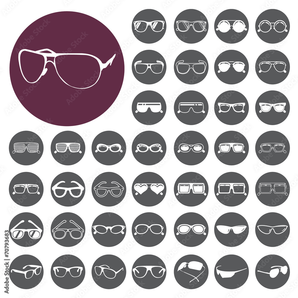 Glasses and sunglasses icon set. Vector Illustration eps10 Stock