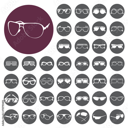 Glasses and sunglasses icon set. Vector Illustration eps10