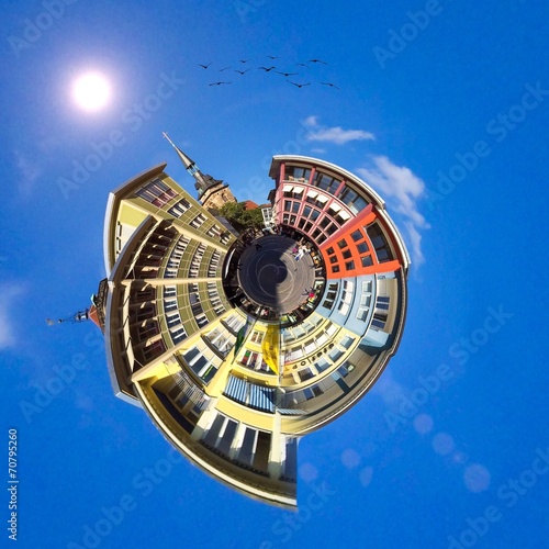 Billede på lærred Stuttgart, Marktplatz - little Planet