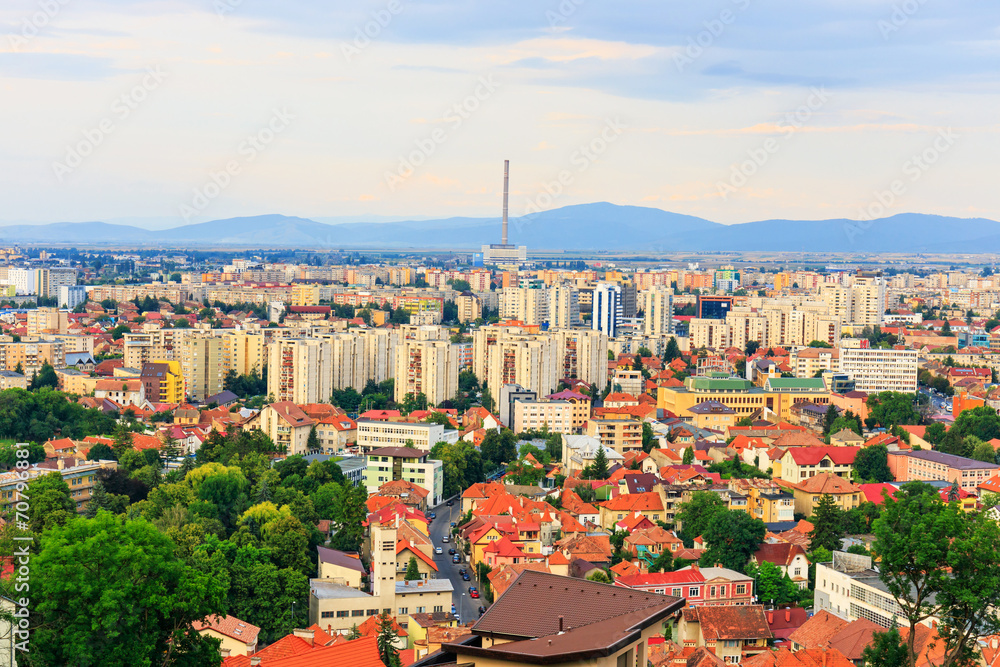 Fototapeta premium Aerial view of the Old Town, Brasov, Transylvania, Romania