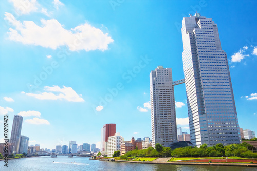 The landscape of St.Lukes Garden with Sumida River © yyama