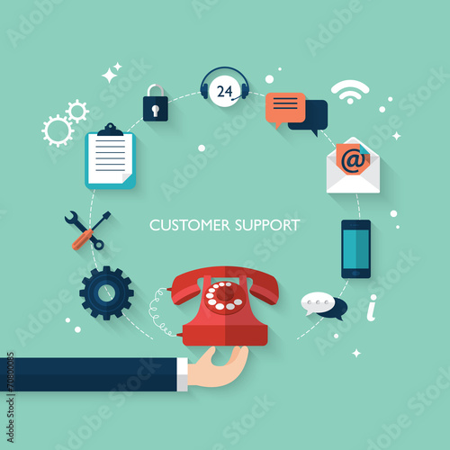 Flat design concept for customer and technical support