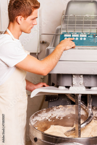 Working with dough.