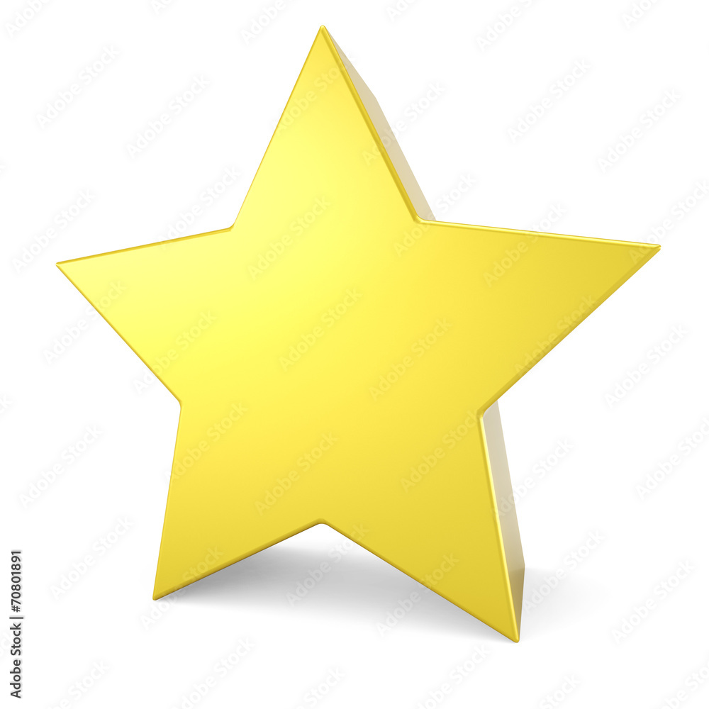 3D yellow star isolated on white background. 3D yellow star isolated on white background.